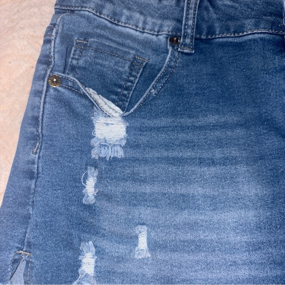 Stylish Blue Jean Shorts size L distressed sexy